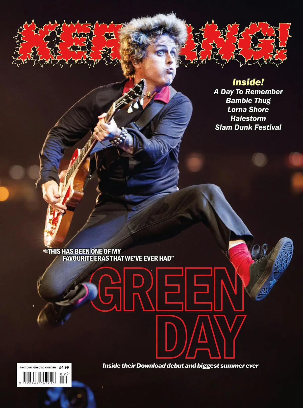 Green Day on the cover of the latest Kerrang magazine