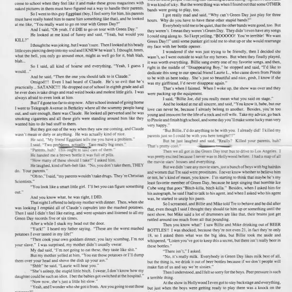 Kerplunk booklet - My Adventure With Green Day - pages 3-4