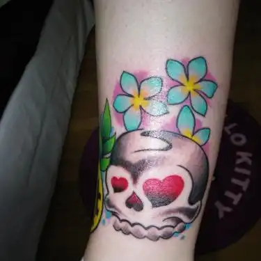 21st Century Breakdown Skull with Heart Eyes Tattoo