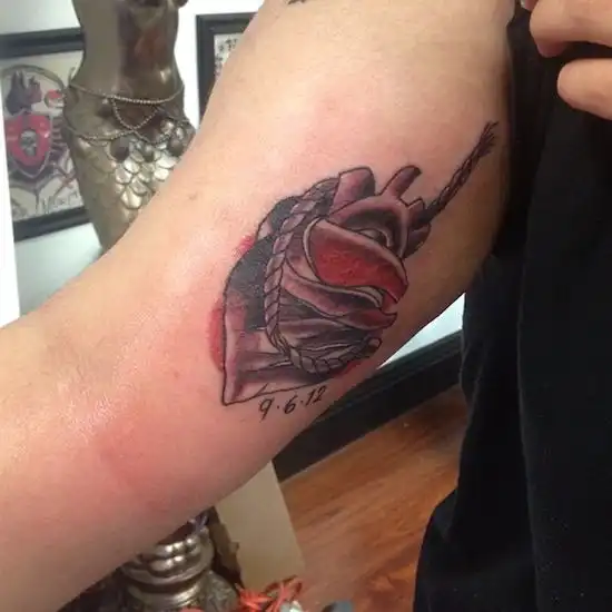 Heart with Rope and Date Tattoo