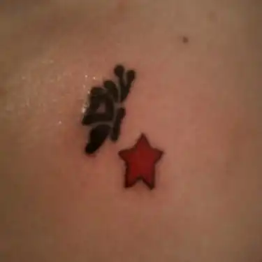 Red Star and Black Silhouette Tattoo