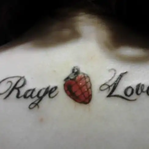 Rage and Love Heart Grenade Tattoo