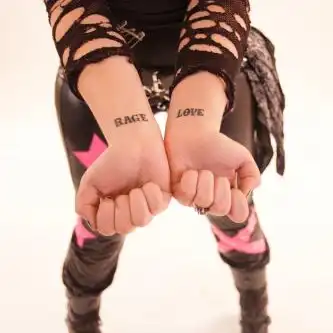 Rage and Love Text Tattoo