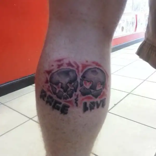 Rage and Love Skull Tattoo