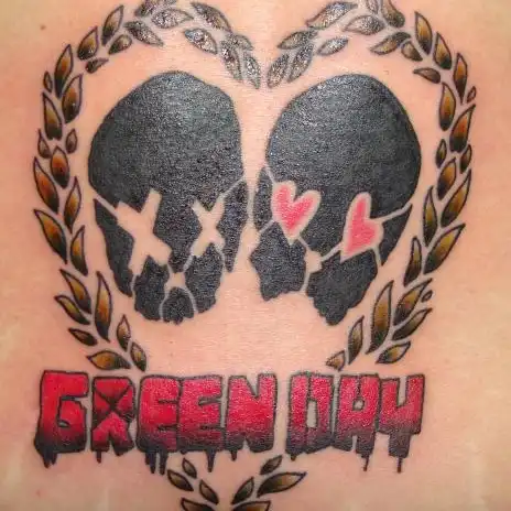 21st Century Breakdown Skulls with Green Day Logo Tattoo