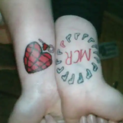 American Idiot Heart Grenade and Mcr Circle Tattoo