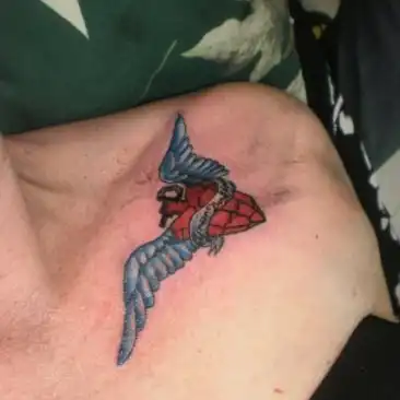 American Idiot Heart Grenade with Wings Tattoo