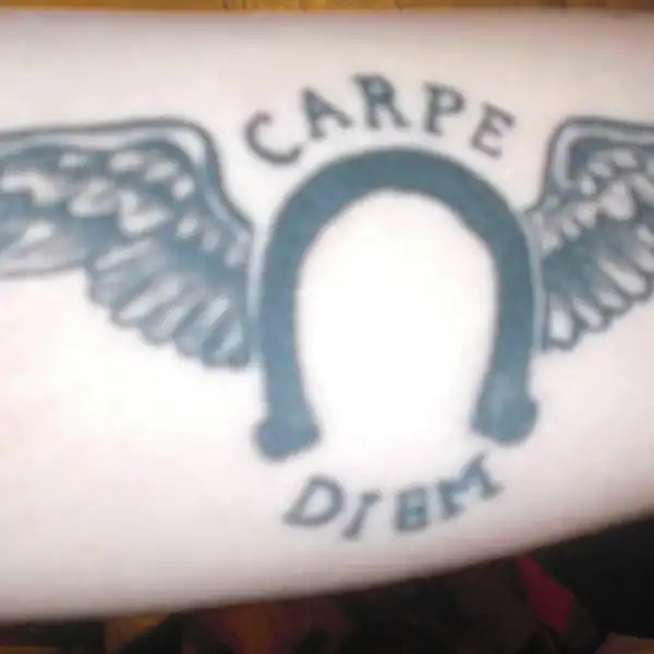 Carpe Diem with Wings Tattoo