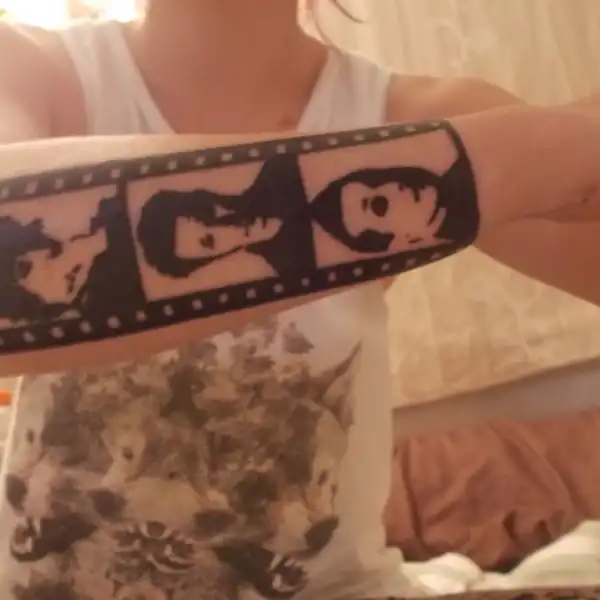 Green Day Film Strip Portrait Tattoo