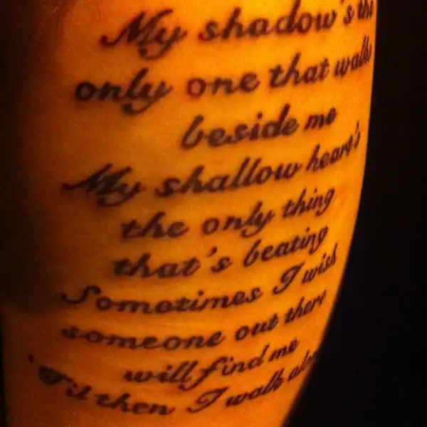 Boulevard of Broken Dreams Lyric Tattoo