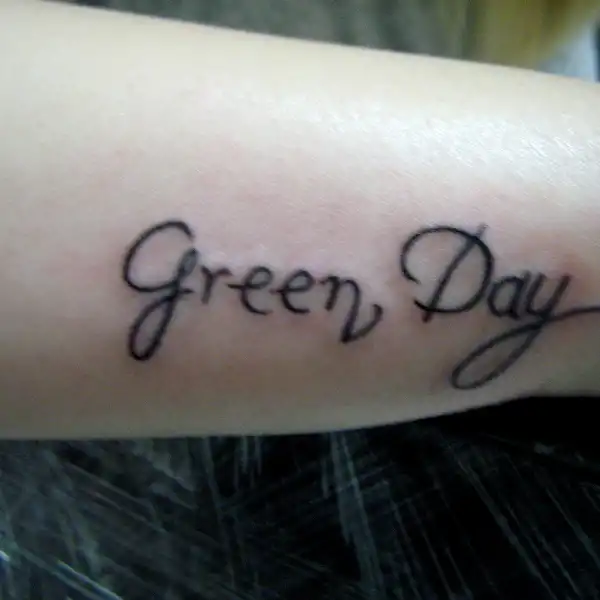 Green Day Text Tattoo