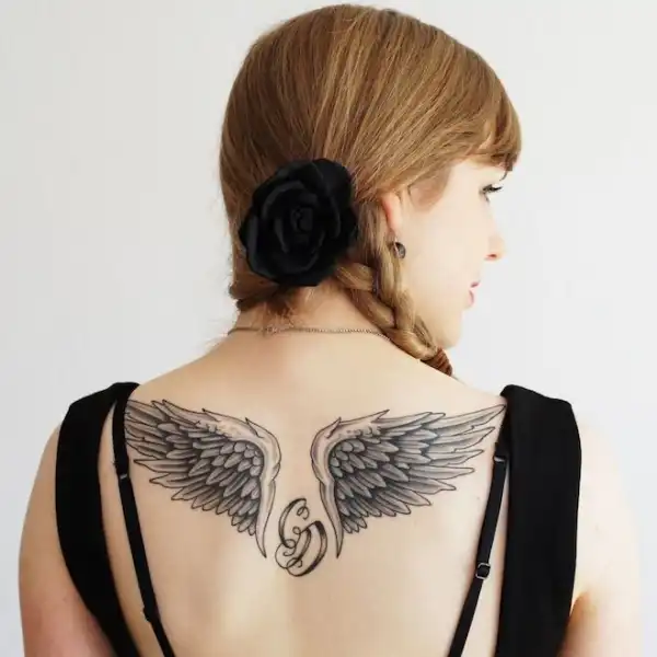 Winged with Heart Design Tattoo