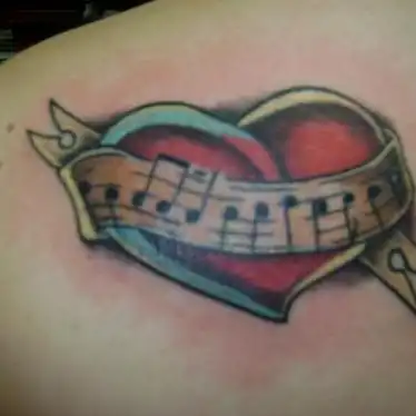 Heart with Musical Staff Tattoo