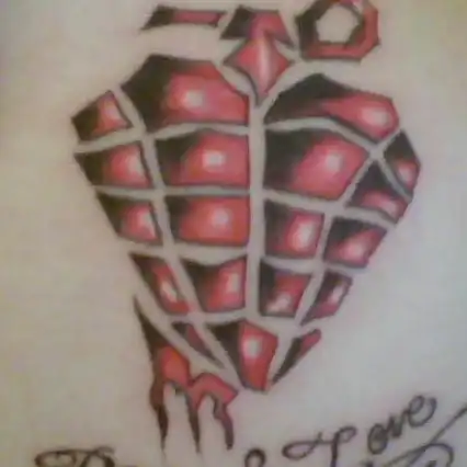Rage and Love Heart Grenade Tattoo