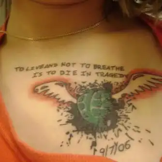 American Idiot Heart Grenade with Wings Tattoo