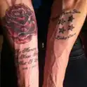 Text and Rose Tattoo