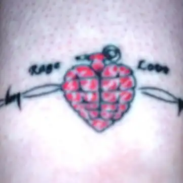 Rage and Love Heart Grenade Tattoo