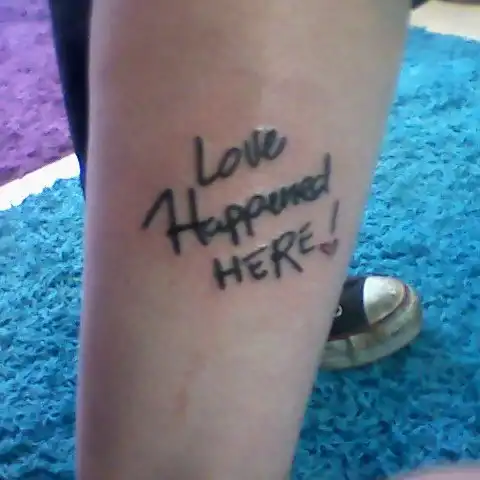 Love Happened Here Text Tattoo