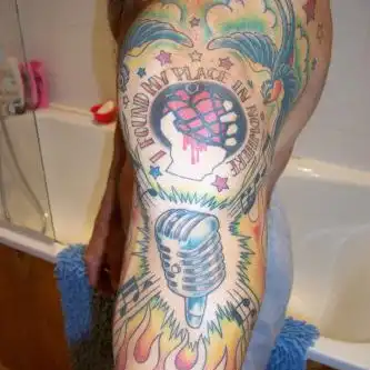 American Idiot Heart Grenade with Microphone Tattoo