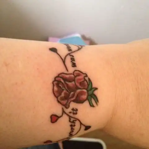 Rose with Text Tattoo