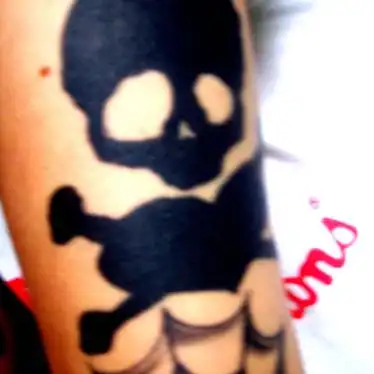 Black Skull and Crossbones with Spider Web Tattoo