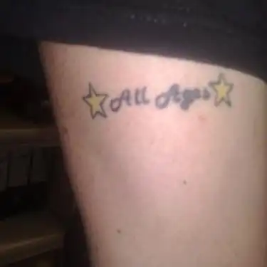 All Ages Script with Stars Tattoo