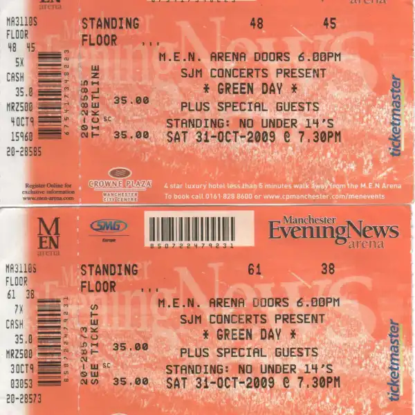 31 October 2009 - MEN Arena - Manchester, England - Tickets
