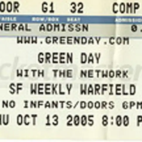 13 October 2005 - Warfield - San Francisco, CA - Ticket
