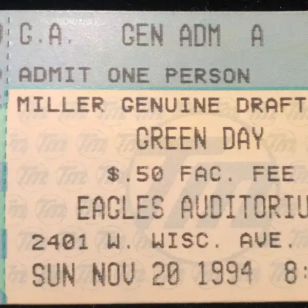20 November 1994 - Eagles Auditorium - Milwaukee, WI - Ticket