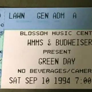 10 September 1994 - Cuyahoga Falls, OH - Ticket