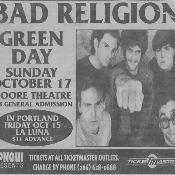 17 October 1993 - Seattle, WA - The Moore Theatre - Ad