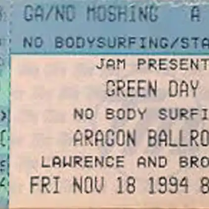 18 November 1994 - Chicago, IL - Aragon Ballroom - Ticket