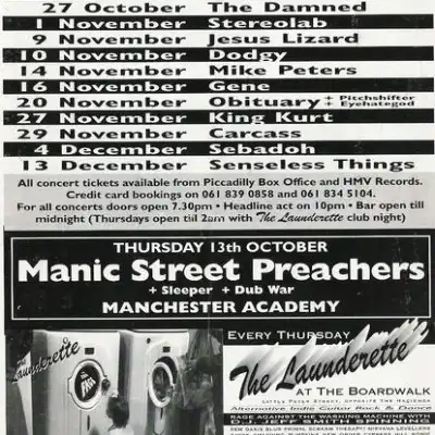 19 October 1994 - Manchester, England - Boardwalk - Show Calendar