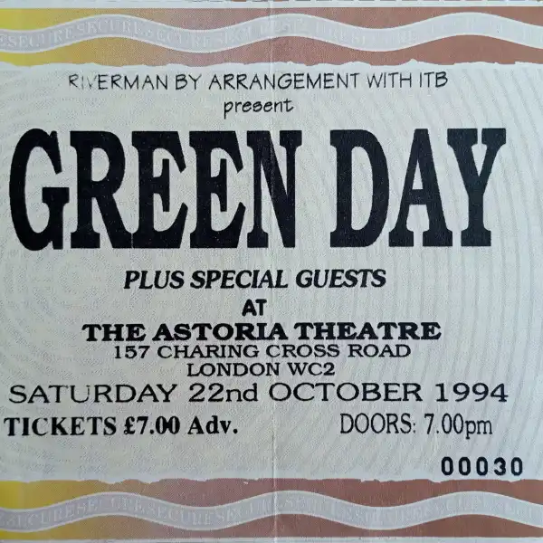 22 October 1994 - London, England - Astoria Theatre - Ticket