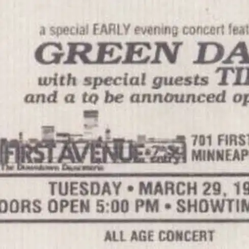 29 March 1994 - Minneapolis, MN - First Avenue - Ticket