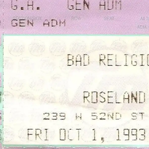 1 October 1993 - New York, NY - Roseland Ballroom - Flyer