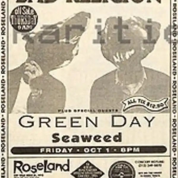 1 October 1993 - New York, NY - Roseland Ballroom - Flyer