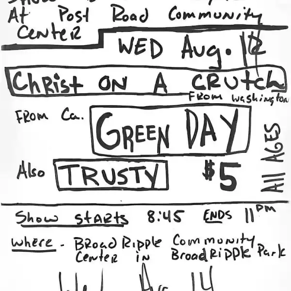 14 August 1991 - Indianapolis, IN - Broad Ripple Community Center - Flyer