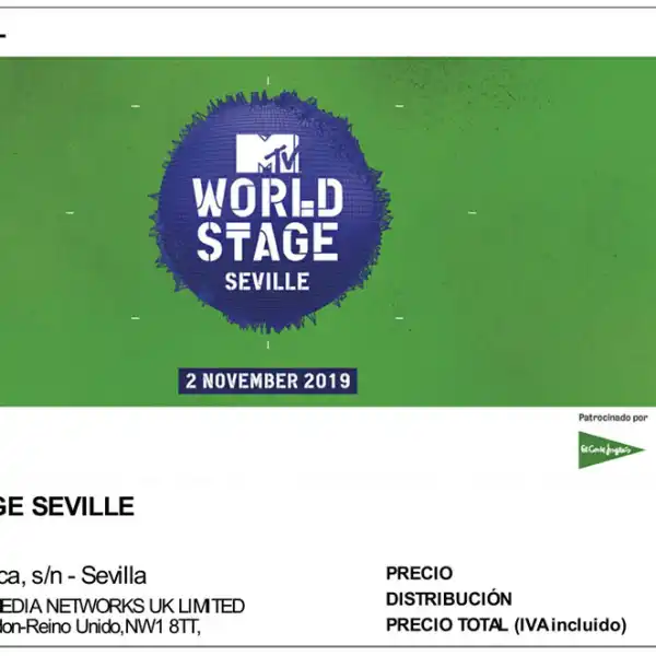 2 November 2019 - MTV World Stage - Seville, Spain - Ticket