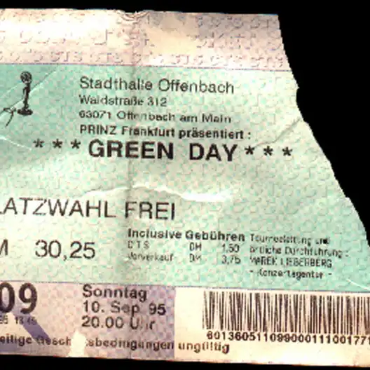 10 September 1995 - Stadthalle Offenbach - Frankfurt, Germany - Ticket