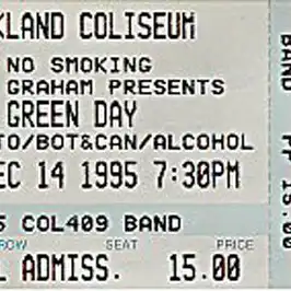 14 December 1995 - Coliseum - Oakland, CA - Ticket