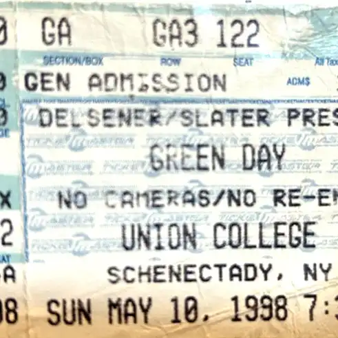10 May 1998 - Schenectady, NY - Union College - Ticket