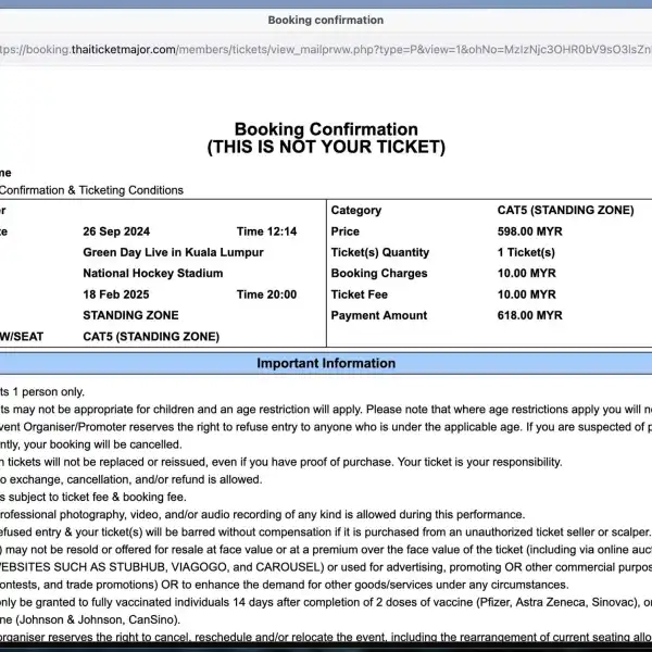 18 February 2025 - Kuala Lumpur, Malaysia - Ticket Purchase