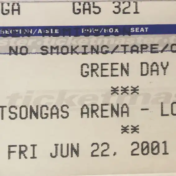 22 June 2001 - Lowell, MA - Tsongas Arena - Ticket
