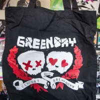 21st Century Breakdown era black and red skulls tote bag