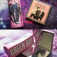 American Idiot era pink lipstick holder and pocket mirror