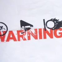 White Warning t-shirt - back close-up