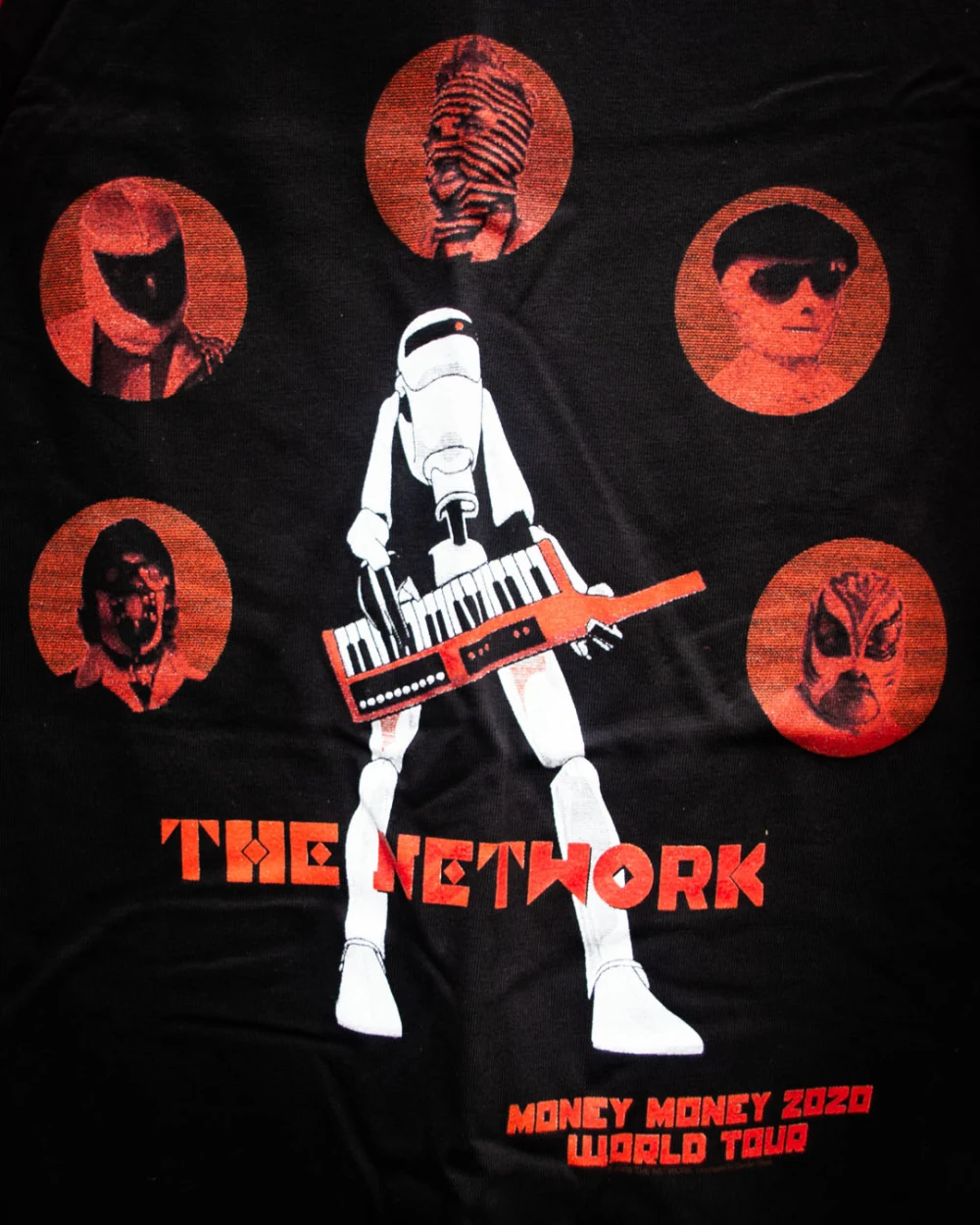 The Network Money Money 2020 'World Tour' baseball shirt - front close-up