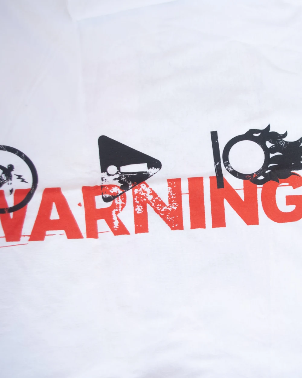 White Warning t-shirt - back close-up