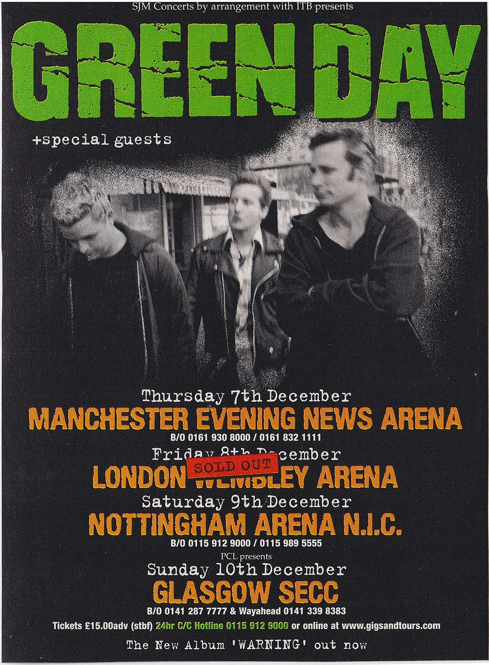 2000 Warning UK Tour Flyer